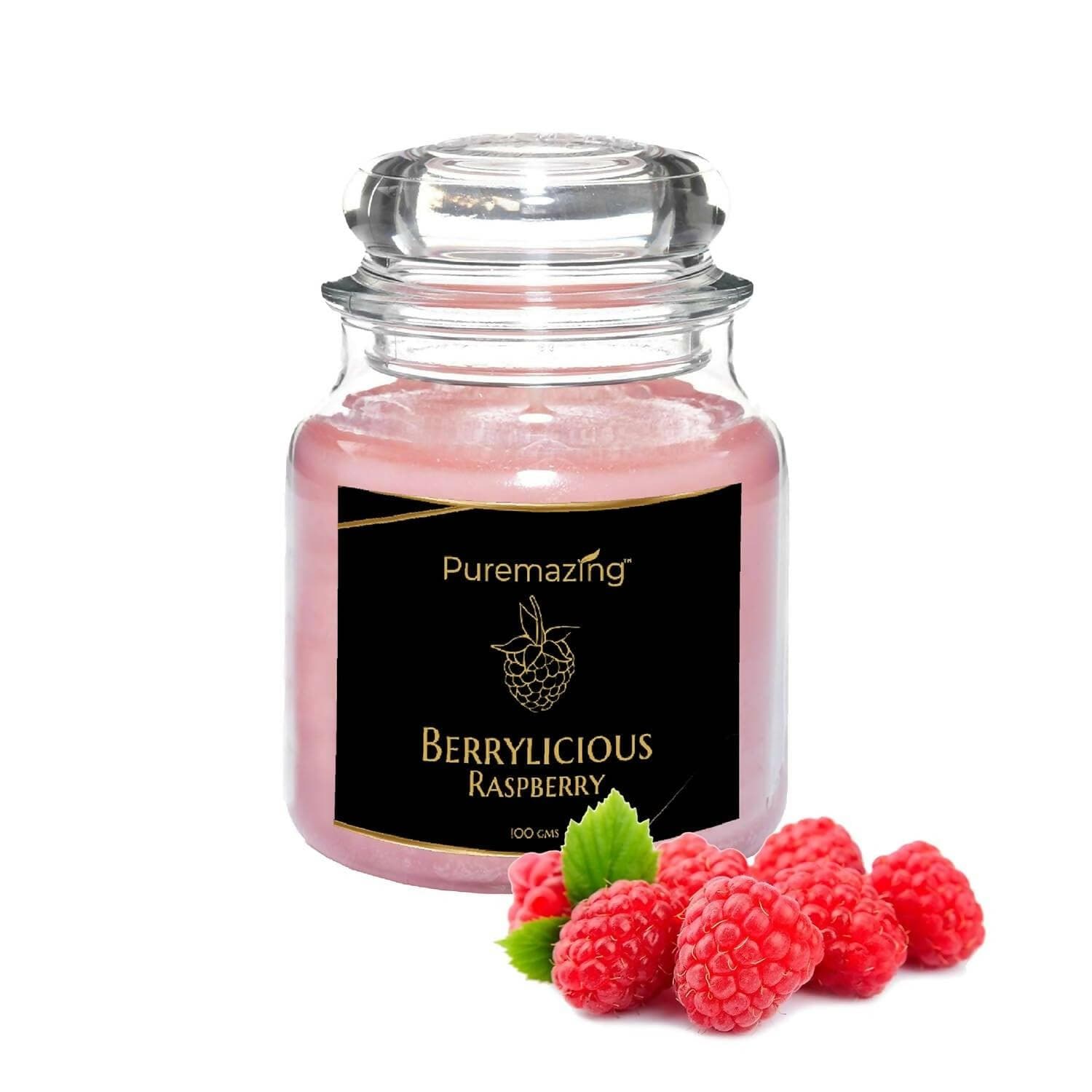 Puremazing Scented Soy Wax Candle |Raspberry Fragrance for Aromatherapy, Home Decor, Gift Set| Votive jar with Certified Fragrance |Burn Time-Up to 30 Hours - HalfPe