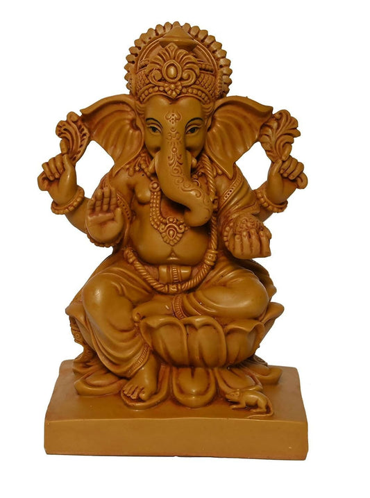 KariGhar Polyresin Ganesh Lord Ganesh Sitting on a Lotus Idol Perfect For Home - HalfPe