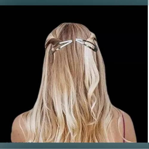 SENECIO Medium TIK TAK Barrettes Women Metal Snap Hair Clips Accessories Hair Pin (pack of 2) - HalfPe