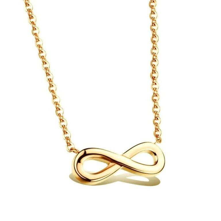 Pinapes Double Charm Infinity Necklace Gold Layered Chain Lucky 8 Necklace for Women - HalfPe