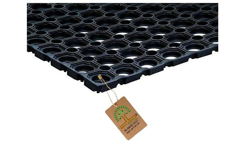 Mats Avenue 22 MM Rubber Outdoor Mat (40x60 cm, Black) -Pack of 2 - HalfPe