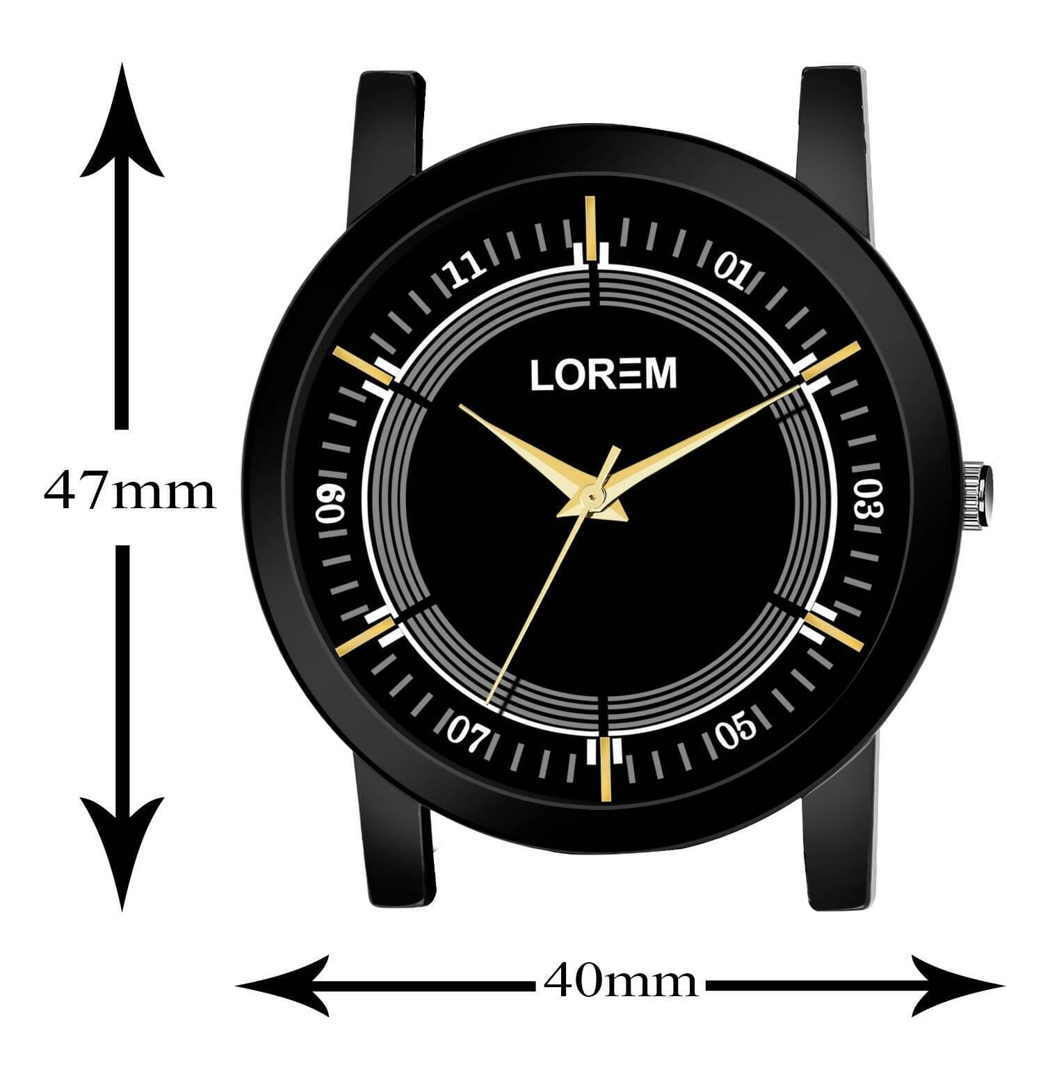 LOREM Black Sllim Analog Watch For Men LR48 - HalfPe