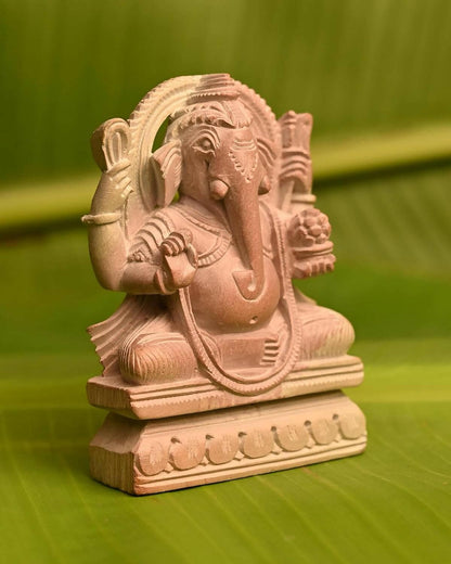 KariGhar Stone Hand Carved Ganesha, Ganpati Bappa Idol for Home - HalfPe