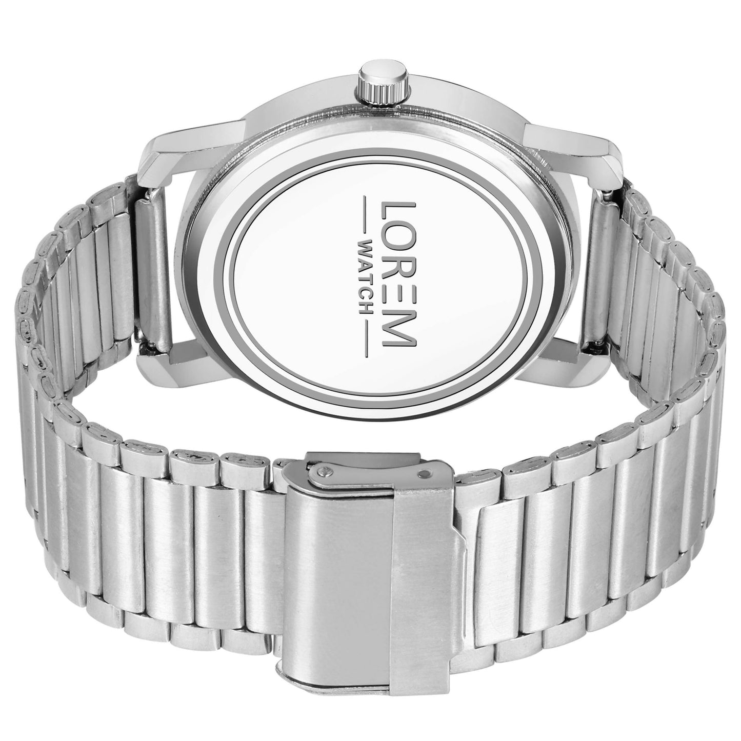 LOREM White 3D Embossed Stainless Steel Analog Watch For Men LR121 - HalfPe