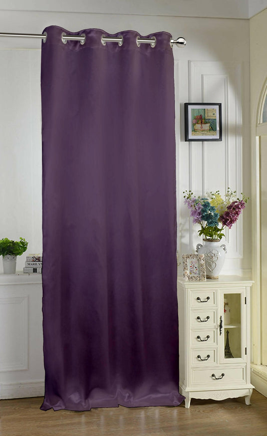 Lushomes Satin Curtains, Purple Satin door curtain, Plain Door Curtain, 7.5 feet curtains with 8 Metal SS Eyelets, 4.5 FT x 7.5 FT (54 x 90 inches) - HalfPe