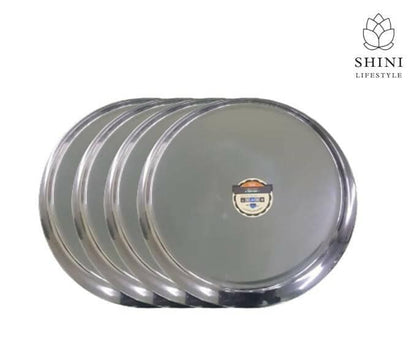 SHINI LIFESTYLE Dinner Plate, Stainless Steel Plate, Thali, 13 inch Plates for Dining, Supreme Quality (pack of 2) - HalfPe