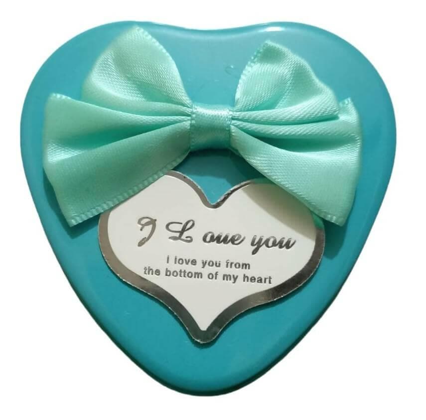 Gift Box for Valentine's Day or Anniversary with Small Teddy and Rose Turquoise color( Size 7 CM) - HalfPe