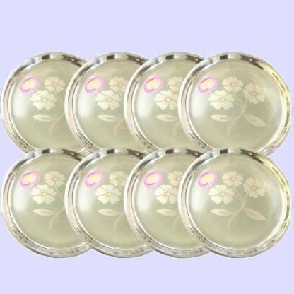 SHINI LIFESTYLE Stainless Steel Heavy Gauge Dinner Plates (Pack of 8) - HalfPe