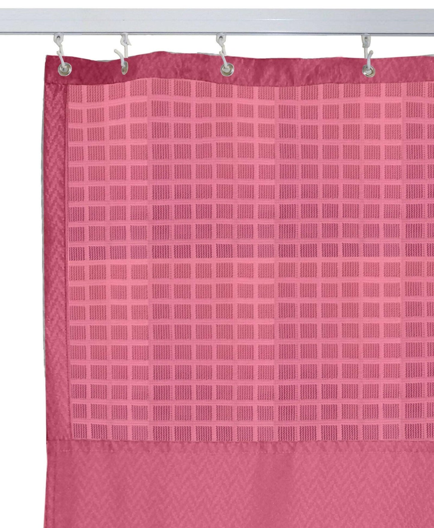 Hospital Partition Curtains, Clinic Curtains Size 4 FT W x 7 ft H, Channel Curtains with Net Fabric, 100% polyester 8 Rustfree Metal Eyelets 8 Plastic Hook, Pink Zig Zag Design, (4x7 FT) - HalfPe