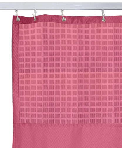 Hospital Partition Curtains, Clinic Curtains Size 4 FT W x 7 ft H, Channel Curtains with Net Fabric, 100% polyester 8 Rustfree Metal Eyelets 8 Plastic Hook, Pink Zig Zag Design, (4x7 FT) - HalfPe