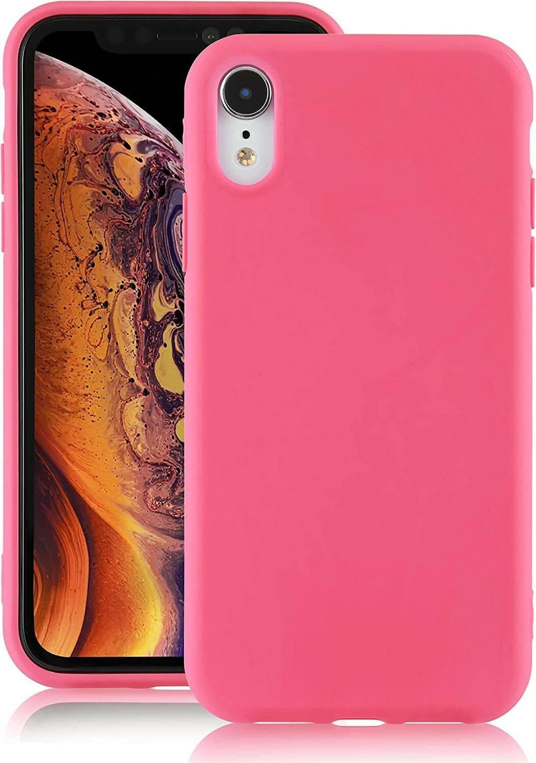 SQUIF Soft Silicone Fitted Skin case Back Cover for iPhone XR | 10r (Pink) - HalfPe