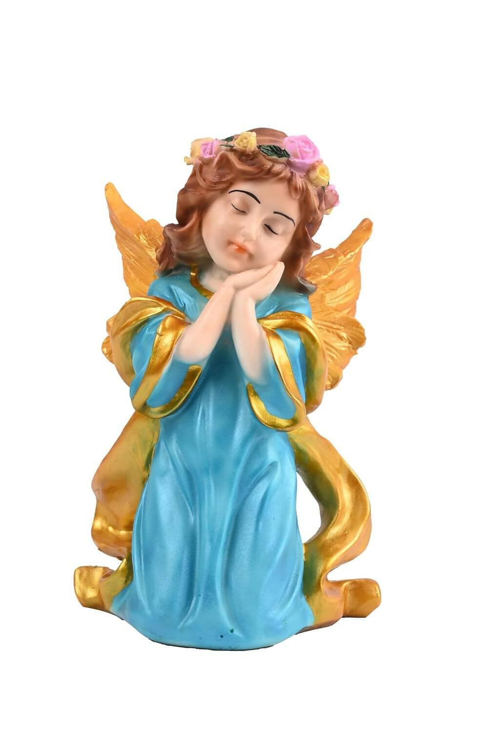 KariGhar Resin Blue Praying Angel Statue Catholic Idol for Home Blue, (8.2 Inches) - HalfPe