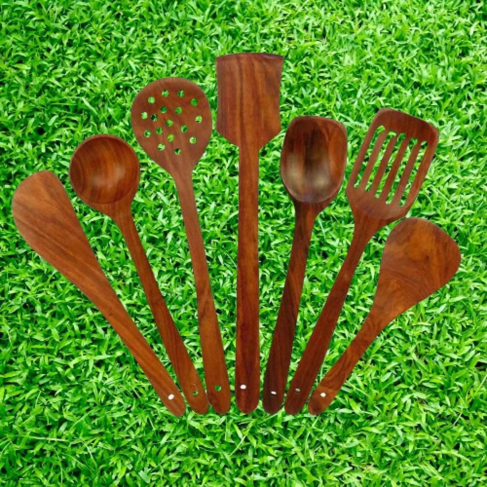 Wooden Spoon Set for Cooking (Pack of 7) - HalfPe