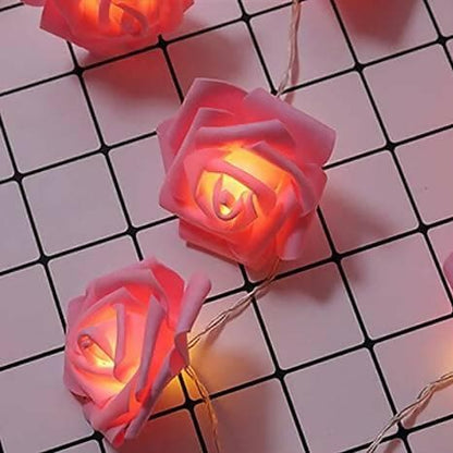 Pink Rose Flower LED string light (14 Rose) - HalfPe