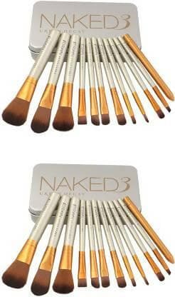 Bingeable 12 Pcs Naked Professional Makeup Brushes Set (PACK OF 12) (Gold) - HalfPe