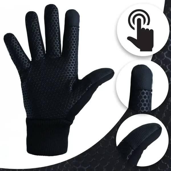 Sports Anti Slip Touch Screen Protective Riding Gloves (Black) - HalfPe