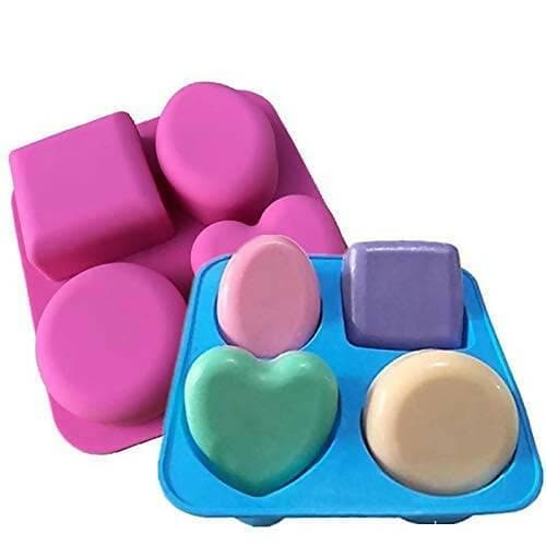 Silicone Circle, Square, Oval and Heart Shape Soap,Cake Making Mould (Multicolor) - HalfPe