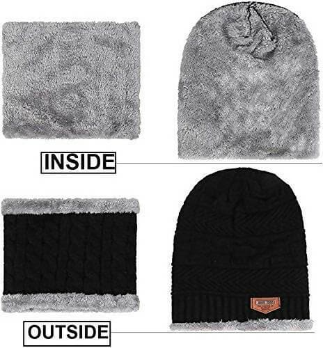 Unisex Woolen Beanie Cap + Neck Scarf - HalfPe