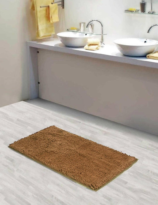 Lushomes Bathroom Mat, 2200 GSM Floor, bath mat Mat with High Pile Microfiber, anti skid mat for bathroom Floor, bath mat Non Slip Anti Slip, Premium Quality (20 x 30 inches, Single Pc, Beige) - HalfPe