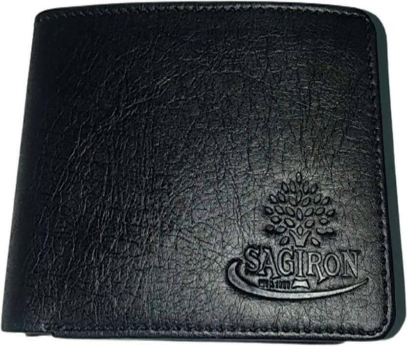 Men Casual Black Artificial Leather Wallet Regular Size (12 Card Slots) - HalfPe