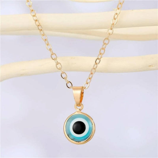 Pinapes Blue Turkish Evil Eye Pendant Chain Necklace for Women (Sky blue & black, pack of 2) - HalfPe