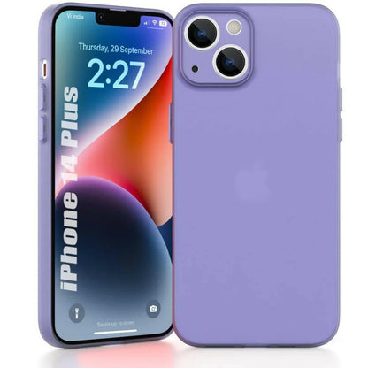 SQUIF Silicone Flexible Soft Ultra Thin Back Case For Iphone 14 Plus Cover, Semi Transparent, Full Camera Protection (Purple) - HalfPe