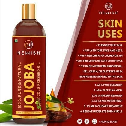 Newish Cold Pressed Jojoba Oil for Skin & Hair Growth - Virgin & Unrefined - 200ML (Pack of 2) - HalfPe