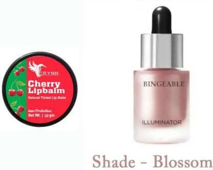 Crynn Essential Cherry Natural Tinted Lip Balm Sun Protection& Iconic Smooth Shine Waterproof Face And Body Highlighter - HalfPe