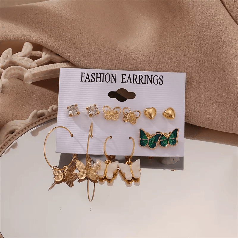 Pinapes Latest Stylish Earrings for Women and Girls (Set of 6) - HalfPe