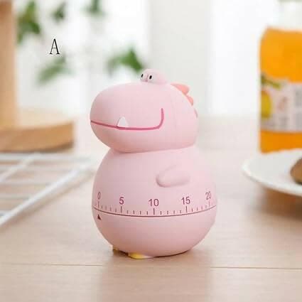 Cute dino anime timer Tick-Tock Clock ( Pink) - HalfPe