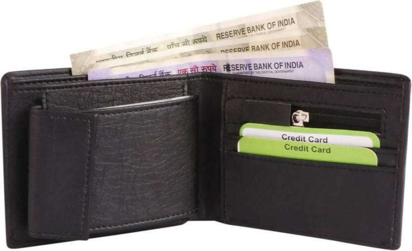 Stylish Men Casual Black Artificial Leather Wallet - Mini (9 Card Slots) - HalfPe