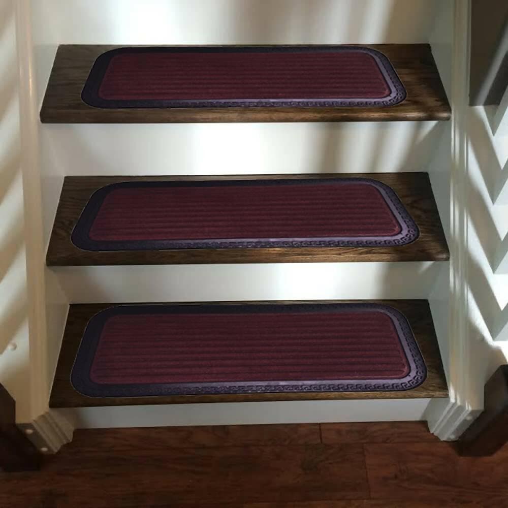 Mats Avenue Step and Stair Anti Skid Multi Purpose, Washable Rubber and Polypropylene Mat (Intense Brown, 25x60 cm) - Set of 3 - HalfPe