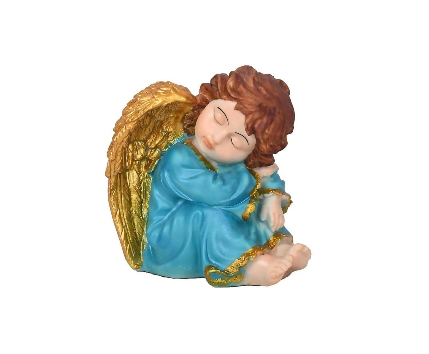 KariGhar Resin Small Blue Sitting Angel Statue Catholic Idol for Home - HalfPe