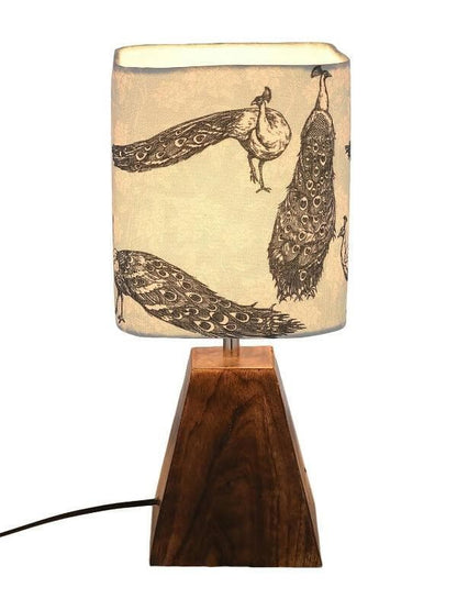 Pyramid Peacock Print Lamp - HalfPe