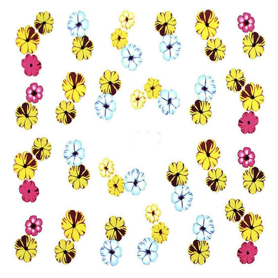 SENECIO Colorful Yellow Flowers Nail Art Manicure Decals Slide Water Transfer (Stickers 2 Sheets) - HalfPe