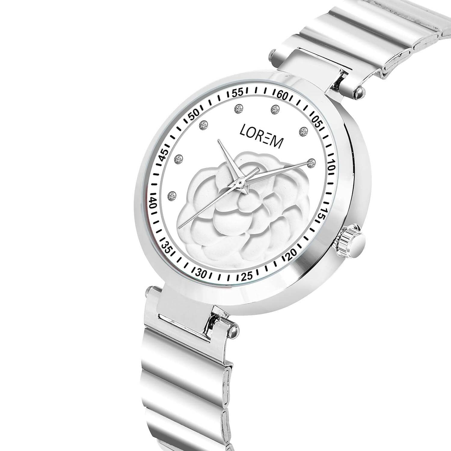 LOREM White Fancy Analog Watch For Women LR319 - HalfPe