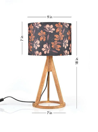 Black Flower Trio Wooden Lamp - HalfPe