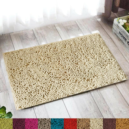 Lushomes Bathroom Mat, 2200 GSM Floor, bath mat Mat with High Pile Microfiber, anti skid mat for bathroom Floor, bath mat Non Slip Anti Slip, Premium Quality (20 x 30 inches, Single Pc, Ivory) - HalfPe