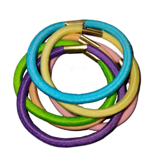 SENECIO English Rainbow Pastel MultiColor Elastic Hair Tie Ponytail Holder Ring Rubber Band (Pack of 6, 2 sets) - HalfPe