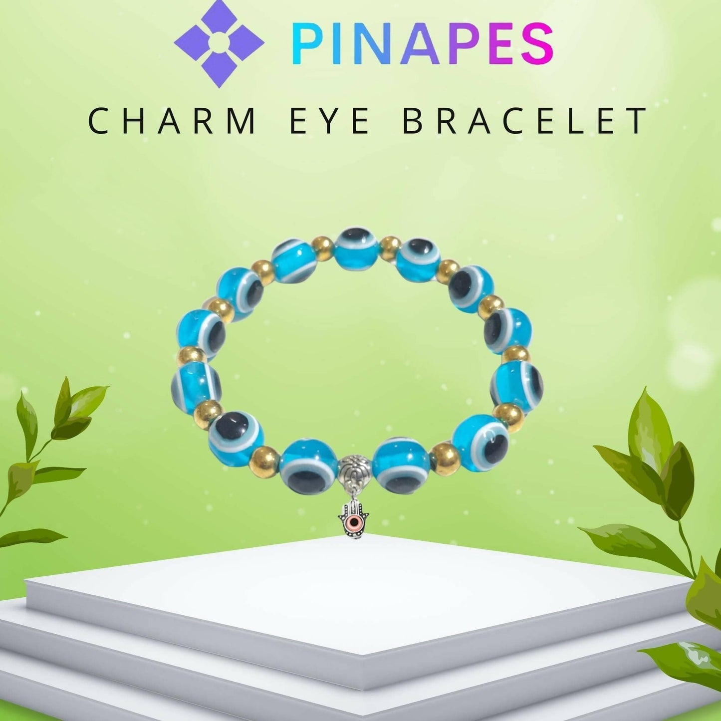 Pinapes Stylish Evil Eye Bracelet (Light blue, pack of 2) - HalfPe