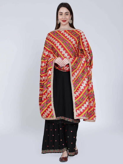 Phulkari dupatta (multi-color) - HalfPe