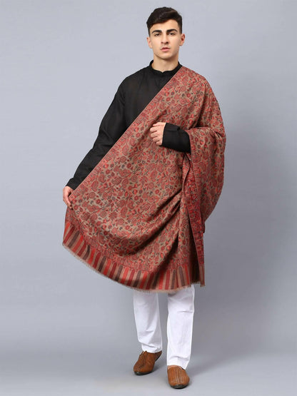 Light Brown Fine Wool Kani Shawl - HalfPe