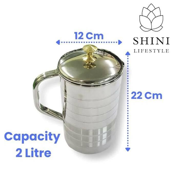 SHINI LIFESTYLE Stainless Steel, Lazer Print, Water Jug (2 litres) - HalfPe