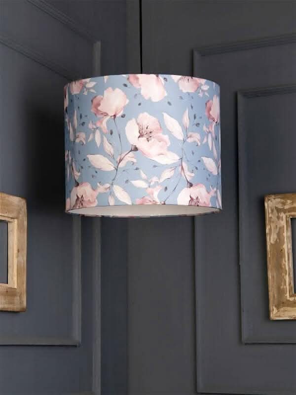 Turquoise Floral Round Hanging Shade - HalfPe