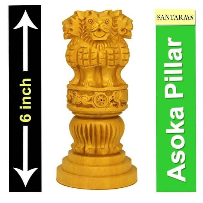 santarms Wooden Ashoka Stambh (6 inches) - HalfPe