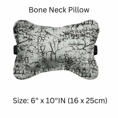 Car Cushion Pillows for Neck, Back and Seat Rest, Pack of 4, Light Grey Printed Velvet Material, 2 PCs of Bone Neck Rest Size: 6x10 Inches, 2 Pcs of Car Cushion Size: 12x12 Inches by Lushomes - HalfPe