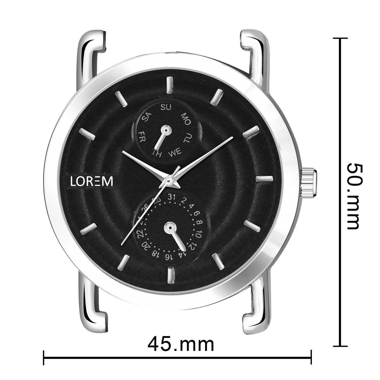 LOREM Black 3D Embossed Stainless Steel Analog Watch For Men LR120 - HalfPe