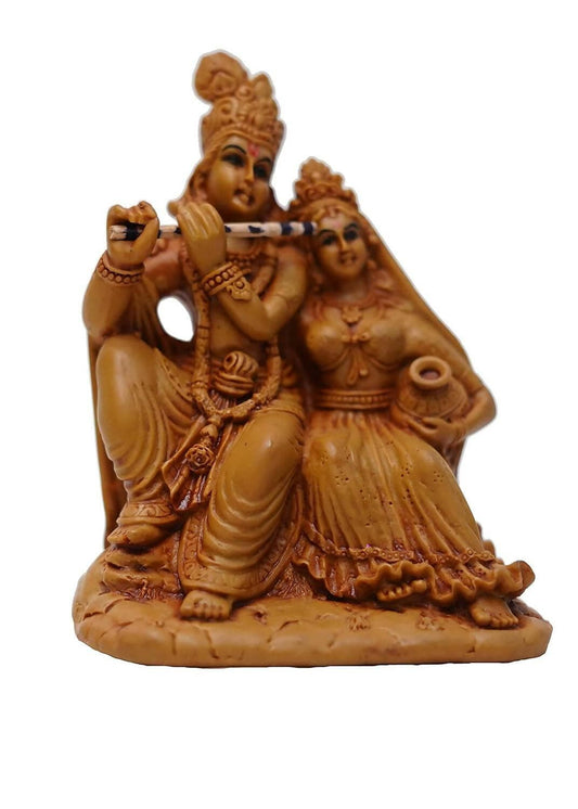 KariGhar Radhakrishna Idol for Home/ Living Room/ Puja Room/ Gifting (Brown, 2.75X3.5X4.25 inches) - HalfPe