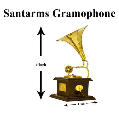 Santarms Gramophone Antique Music Decorative Canon Brass Showpiece - HalfPe