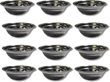 SHINI LIFESTYLE Stainless Steel Vegetable Bowl Steel designer bowl,Unique design,Decorative,Rust-resistant,14cm katori (Pack of 12, Steel) - HalfPe